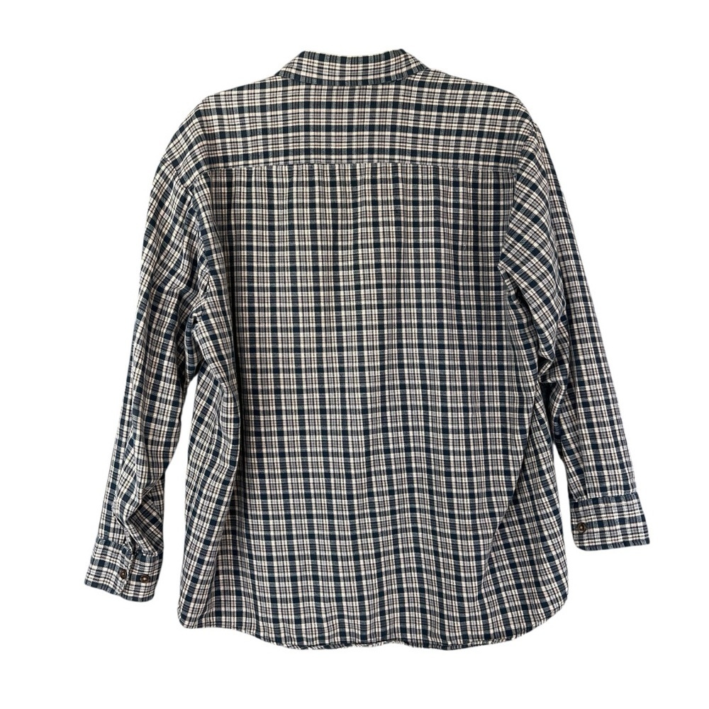 TOWNCRAFT Men's Plaid Flannel Button Down Collared Cotton Blue Size Large FLAW - Picture 2 of 10